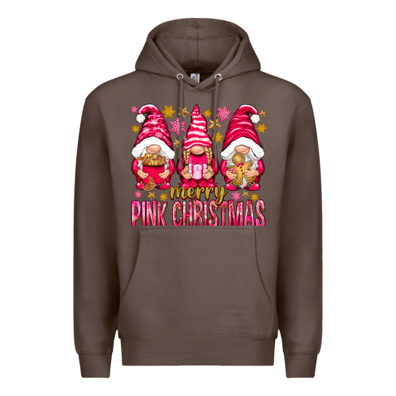 Merry Pink Christmas Gnomes Premium Hoodie by NancyCooperArtShop | Teevron