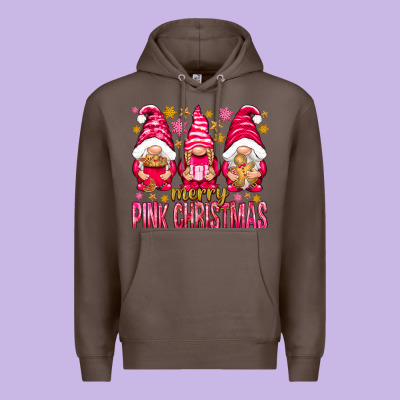 Merry Pink Christmas Gnomes Premium Hoodie Designed By Nancycooperartshop