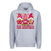 Heather Grey Merry pink Christmas gnomes Premium Hoodie - NancyCooperArtShop