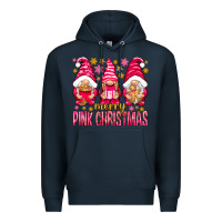 Navy Merry pink Christmas gnomes Premium Hoodie - NancyCooperArtShop