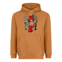 Meerkat Red Christmas long haired Cow Heavyweight Hoodie - NancyCooperArtShop