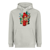 Moon Dust Red Christmas long haired Cow Heavyweight Hoodie - NancyCooperArtShop