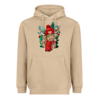 Mushroom Red Christmas long haired Cow Heavyweight Hoodie - NancyCooperArtShop