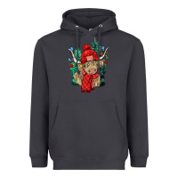 Smoke Red Christmas long haired Cow Heavyweight Hoodie - NancyCooperArtShop
