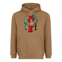 Toasted Coconut Red Christmas long haired Cow Heavyweight Hoodie - NancyCooperArtShop