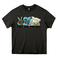 Asphalt peace love polar bear Heavy Core Tee - LillyAllenDesigns
