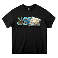 Black peace love polar bear Heavy Core Tee - LillyAllenDesigns