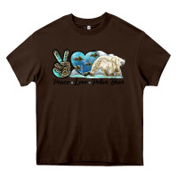 Chocolate Brown peace love polar bear Heavy Core Tee - LillyAllenDesigns
