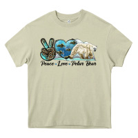 Mossy peace love polar bear Heavy Core Tee - LillyAllenDesigns