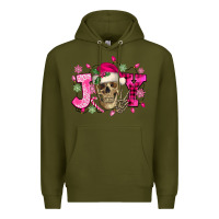 Army Green Pink Christmas Joy skeleton Premium Hoodie - NancyCooperArtShop