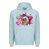 Blue Mist Pink Christmas Joy skeleton Premium Hoodie - NancyCooperArtShop