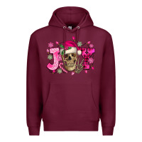 Burgundy Pink Christmas Joy skeleton Premium Hoodie - NancyCooperArtShop