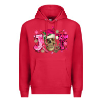 Cardinal Pink Christmas Joy skeleton Premium Hoodie - NancyCooperArtShop