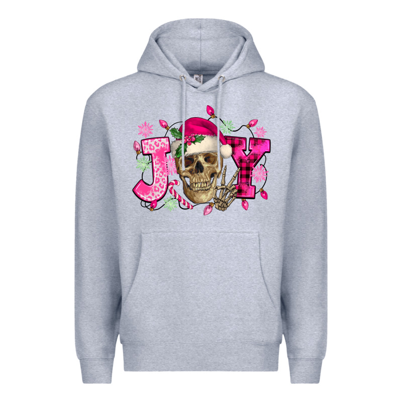 Pink Christmas Joy Skeleton Premium Hoodie by NancyCooperArtShop | Teevron