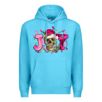 Ocean Blue Pink Christmas Joy skeleton Premium Hoodie - NancyCooperArtShop