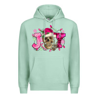Seafoam Pink Christmas Joy skeleton Premium Hoodie - NancyCooperArtShop