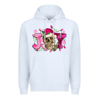 White Pink Christmas Joy skeleton Premium Hoodie - NancyCooperArtShop