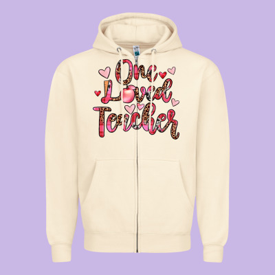 One Loved Teacher Zipper Hoodie Designed By Jahusdesignshop
