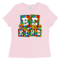 Bubblegum Pink bee kind autism Ladies Tee - AdoDesignShop