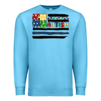 Ocean Blue autism usa flag Premium Sweatshirt - MaliasSmallBusiness