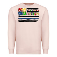 Pale Pink autism usa flag Premium Sweatshirt - MaliasSmallBusiness