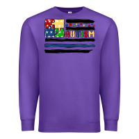 Purple autism usa flag Premium Sweatshirt - MaliasSmallBusiness
