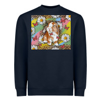 Navy Watercolor Easter Bunny With Daisy Heavyweight Sweatshirt - RanaPortraitStore