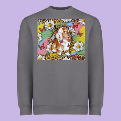 Heavyweight Sweatshirt Watercolor Easter Bunny With Daisy