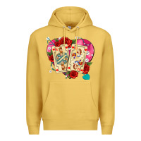 Antique Gold playing cards roses and pearls Premium Hoodie - AdoDesignShop
