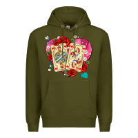 Army Green playing cards roses and pearls Premium Hoodie - AdoDesignShop