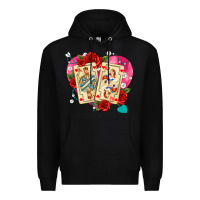 Black playing cards roses and pearls Premium Hoodie - AdoDesignShop