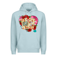 Blue Mist playing cards roses and pearls Premium Hoodie - AdoDesignShop