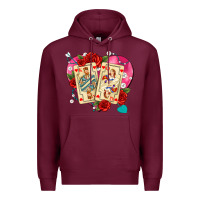 Burgundy playing cards roses and pearls Premium Hoodie - AdoDesignShop