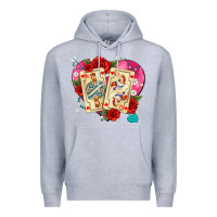 Heather Grey playing cards roses and pearls Premium Hoodie - AdoDesignShop