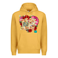 Mustard playing cards roses and pearls Premium Hoodie - AdoDesignShop