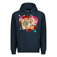 Navy playing cards roses and pearls Premium Hoodie - AdoDesignShop