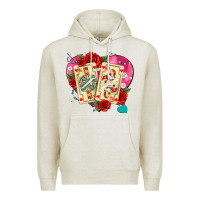 Oatmeal Heather playing cards roses and pearls Premium Hoodie - AdoDesignShop