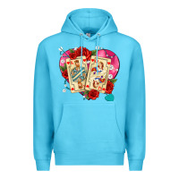 Ocean Blue playing cards roses and pearls Premium Hoodie - AdoDesignShop