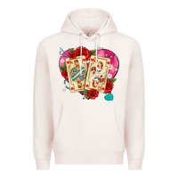 Pale Pink playing cards roses and pearls Premium Hoodie - AdoDesignShop