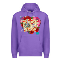 Purple playing cards roses and pearls Premium Hoodie - AdoDesignShop