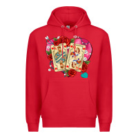 Red playing cards roses and pearls Premium Hoodie - AdoDesignShop