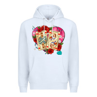 White playing cards roses and pearls Premium Hoodie - AdoDesignShop