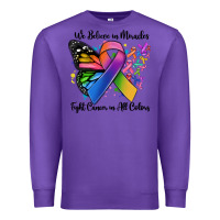 Purple we believe in miracles fight cancer in all colors Premium Sweatshirt - MaliasSmallBusiness