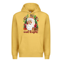 Antique Gold Stay Merry and bright Christmas with santa Premium Hoodie - NancyCooperArtShop