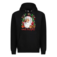 Black Stay Merry and bright Christmas with santa Premium Hoodie - NancyCooperArtShop
