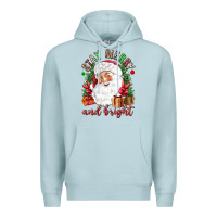 Blue Mist Stay Merry and bright Christmas with santa Premium Hoodie - NancyCooperArtShop