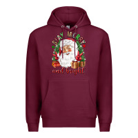 Burgundy Stay Merry and bright Christmas with santa Premium Hoodie - NancyCooperArtShop