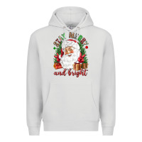 Dove Grey Stay Merry and bright Christmas with santa Premium Hoodie - NancyCooperArtShop