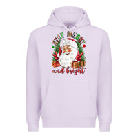 Lilac Stay Merry and bright Christmas with santa Premium Hoodie - NancyCooperArtShop