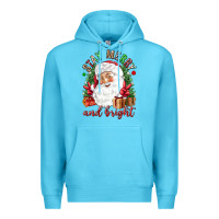 Ocean Blue Stay Merry and bright Christmas with santa Premium Hoodie - NancyCooperArtShop